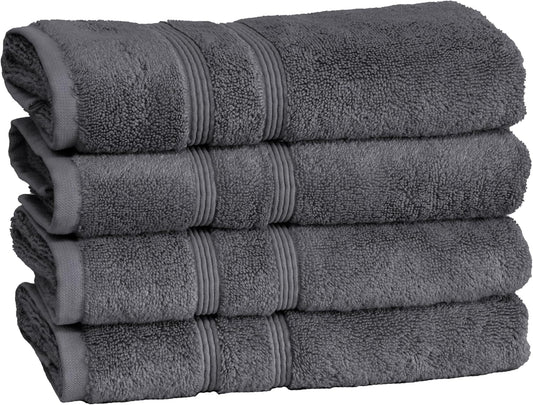 Mosobam Luxury Turkish Set of 4 Hand Towels 16X30 Charcoal Gray (Dark Grey) 700 GSM Bamboo Viscose & Aegean Turkish Combed Cotton