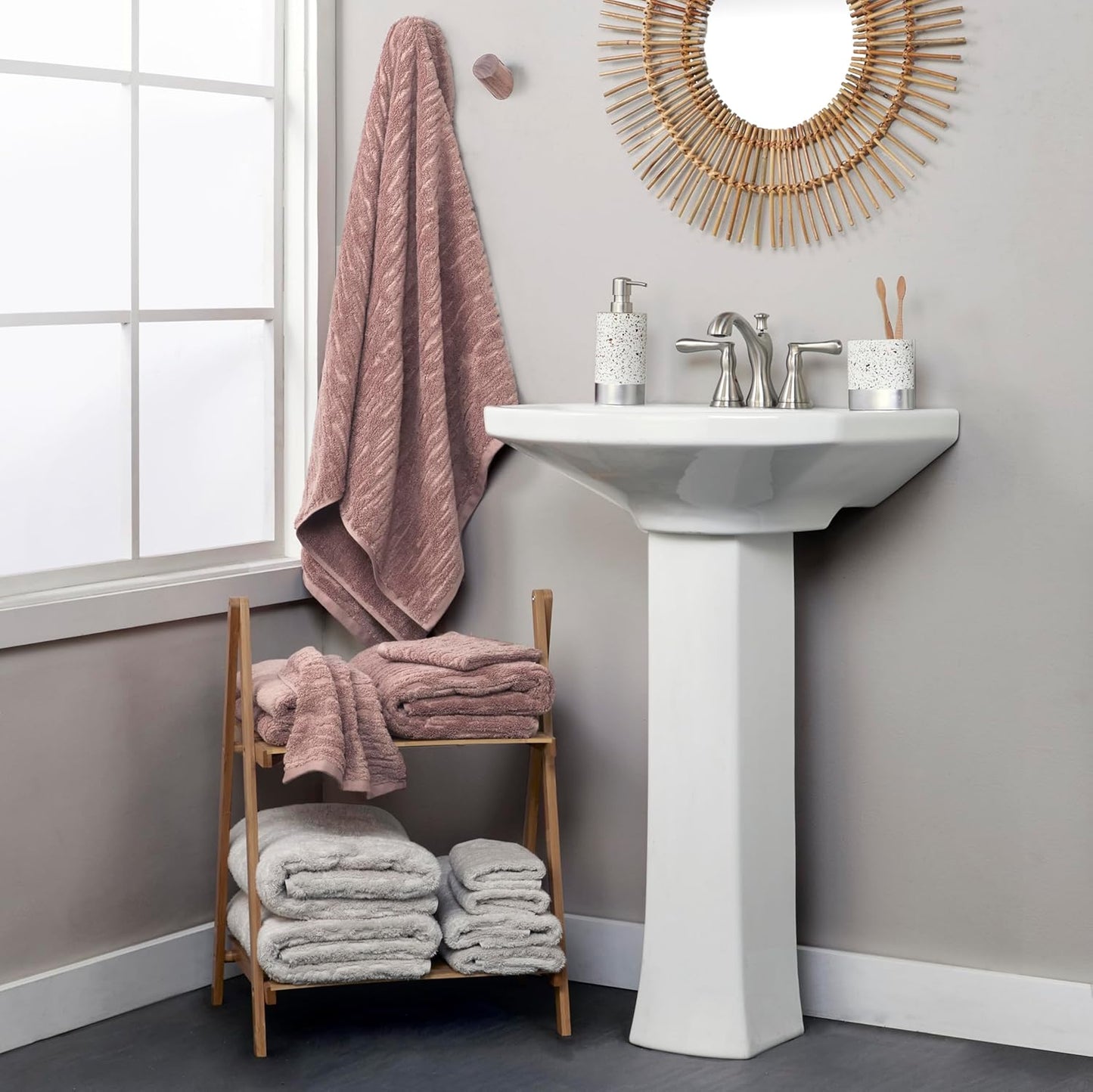 SKL Home CloudSoft Cotton Luxury Bath Towel, Clay