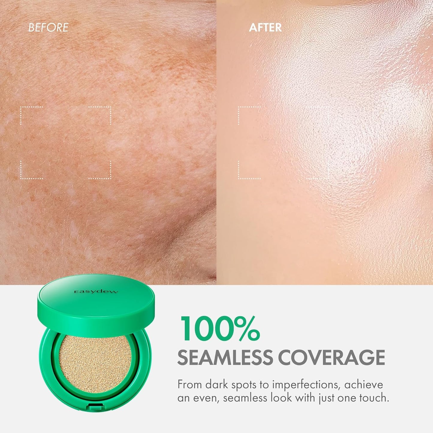 Easydew Mela B Toning Ampoule Cushion Refill - 3-in-1 Age-Defying Sun Shield Full Coverage Cushion Foundation with Niacinamide & Hyaluron-Vital C - Face Makeup Korean Skin Care 0.45 oz (#17 Ivory)