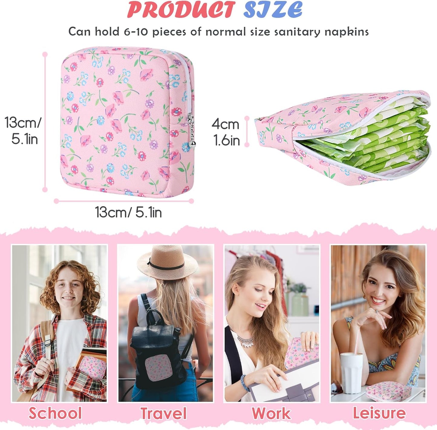 Desing Wish 22 PCS First Period Starter Kit Gift for Teen Girls Period Bags for Teen Tweens Girls with Sanitary Pad Storage Bag, Wipes, Menstrual Tracker, Disposal Pouches and More (Pink Floral)
