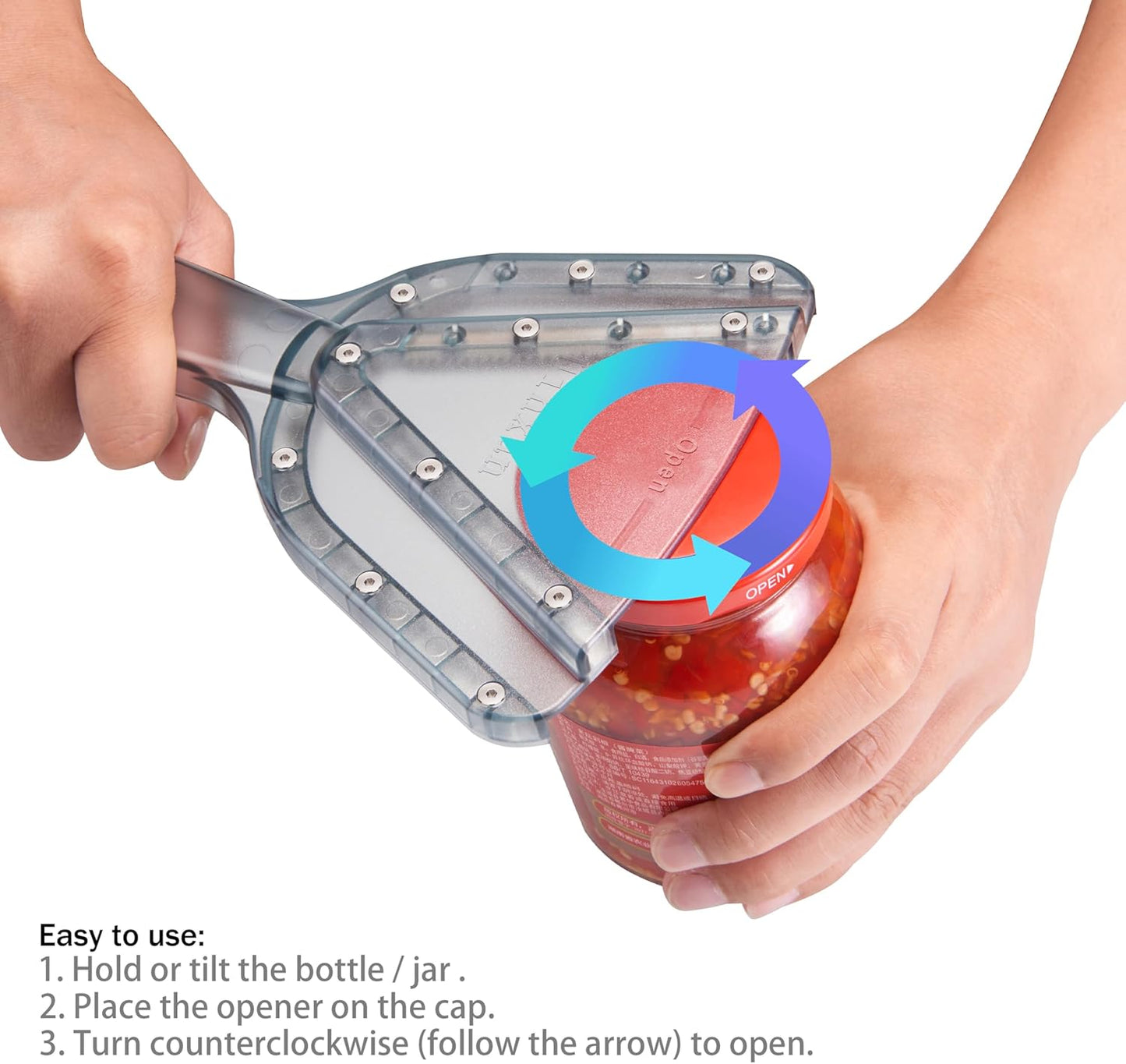 Jar Opener for Weak Hand & Seniors with Arthritis,Easy Twist Off Bottle Caps,Patent | Unique Kitchen Gadgets, Christmas Gifts for Elderly/Women/Men (Black)