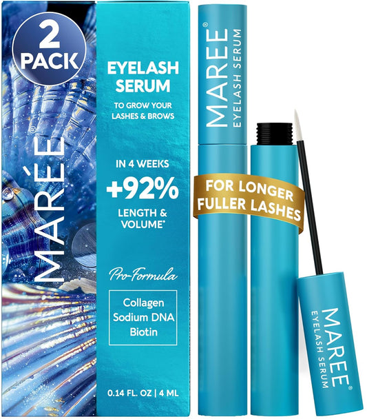 MAREE Eyelash Serum To Grow Lashes & Brows 2 Pack - Eye Lash Serum for Eyelash Growth Without Prostaglandin - Rapid Enhancing Lash Growth Eyebrow Boost Oil - Sérum De Pestañas Suero Para Pestañas