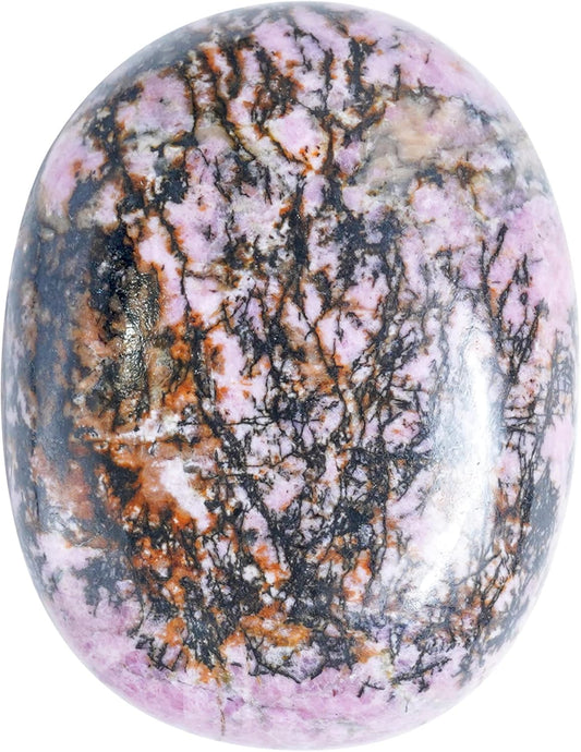 Crocon 50mm Rhodonite Large Palm Stone 900+ Carats Pocket Worry Stones for Natural Chakra Balancing Reiki Healing Stones and Crystal Healing Spa Crystals Gifts for Women