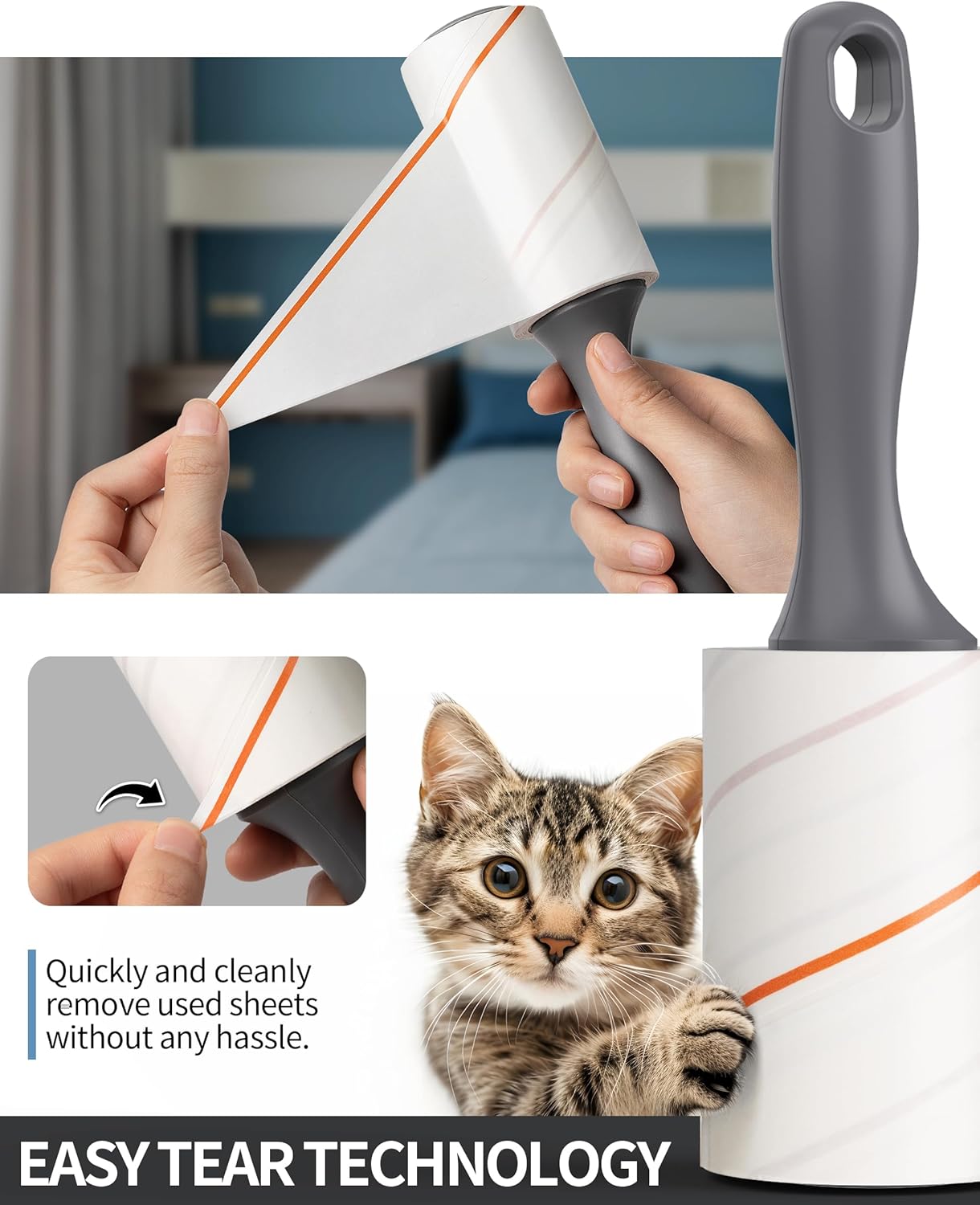 MR.SIGA Lint Rollers for Pet Hair Extra Sticky, 540 Sheets, Lint Remover for Clothing, Furniture, Pet Hair Remover with Easy Tear Sheets