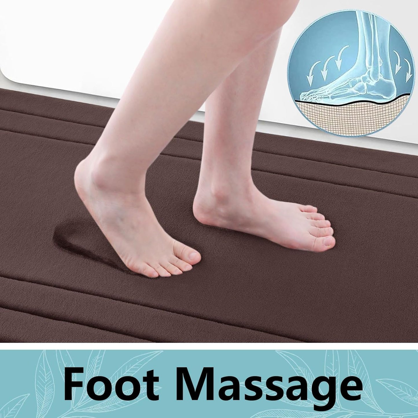 Arotive Memory Foam Bathroom Rug Mat 30x20, Ultra Soft and Absorbent Bath Mat, Machine Wash Dry, Comfortable Bath Rug Carpet for Bathroom Floor, Tub and Shower, Brown