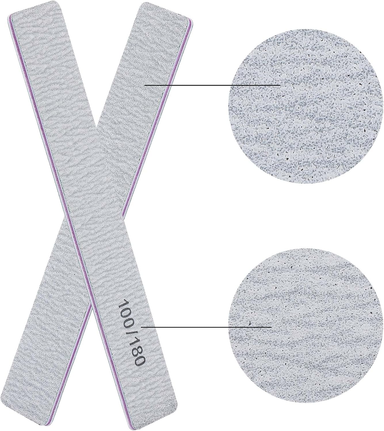 100/180 Grit Nail Files for Acrylic Nails, Rectangle Double Sides Emery Boards Fingernail Files Professional Nail Buffering Files, 12 Pack