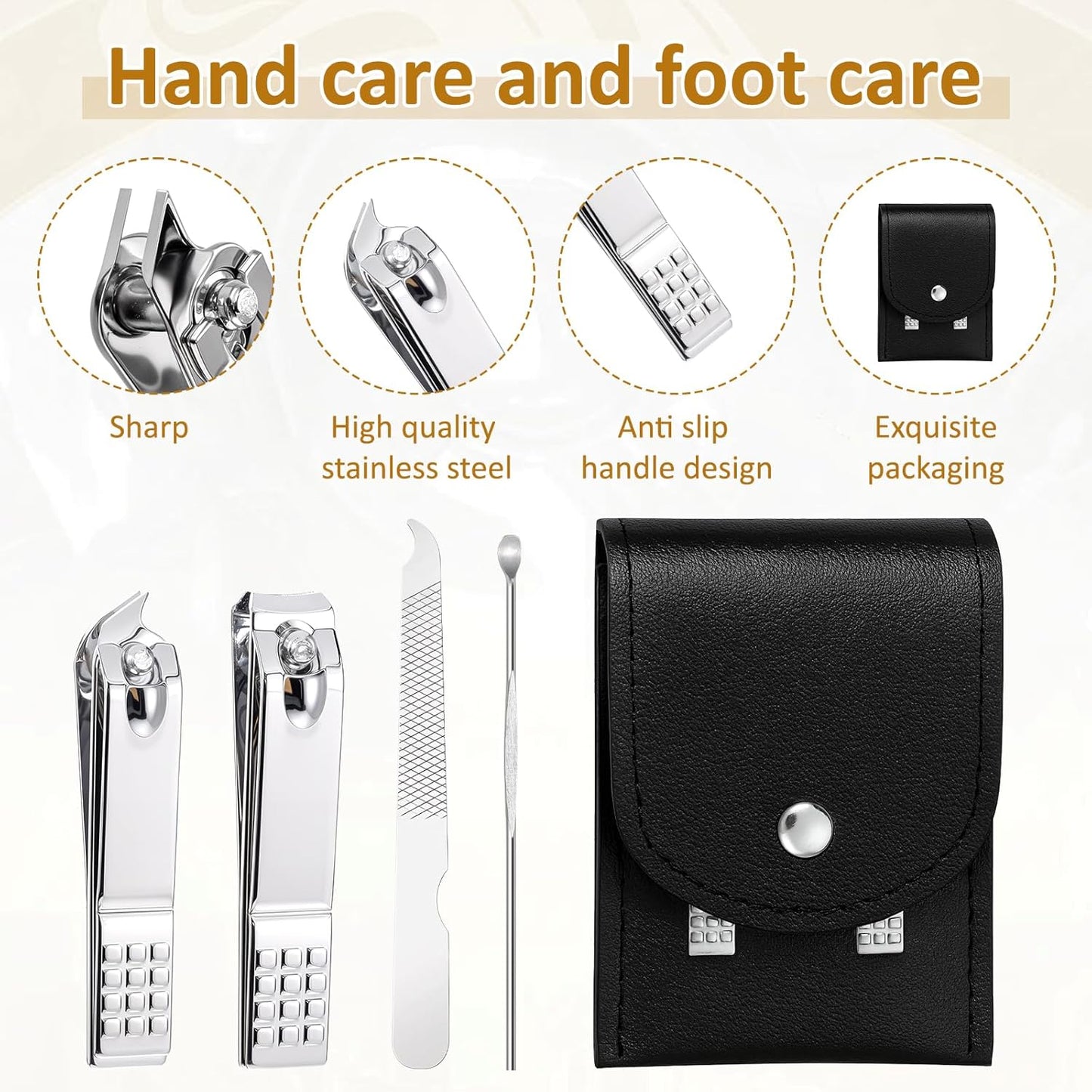 24 Set Travel Nail Clippers Kit Manicure Kit Stainless Steel Pedicure Set with Black Travel Case Portable Grooming Kits Gifts for Men Women Stainless Steel for Gifts Nail Care