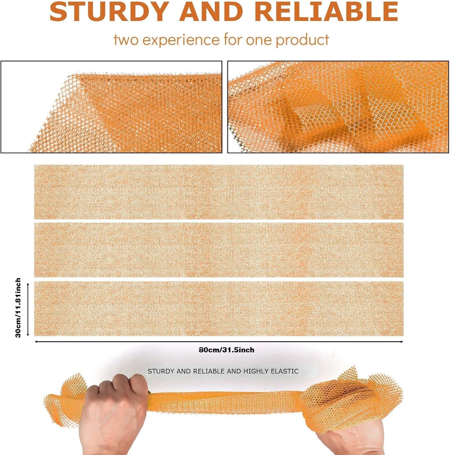 UJFQBH 3 Pieces African Bath Sponge African Net Long Net Bath Sponge Exfoliating Shower Body Scrubber Back Scrubber Skin Smoother,Great for Daily Use (Yellow,Yellow,Yellow)