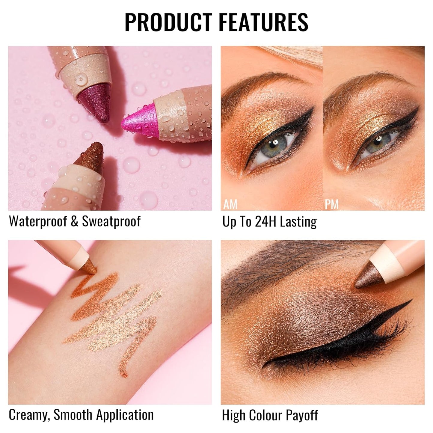 Oulac Sparkly Green Eyeshadow Pencil - Waterproof Eye Shadow Stick Smooth and Long Lasting, Shimmering Glitter Finish, Blendable Eyes Makeup, Vegan Beauty 3.8g, (16) So Jade