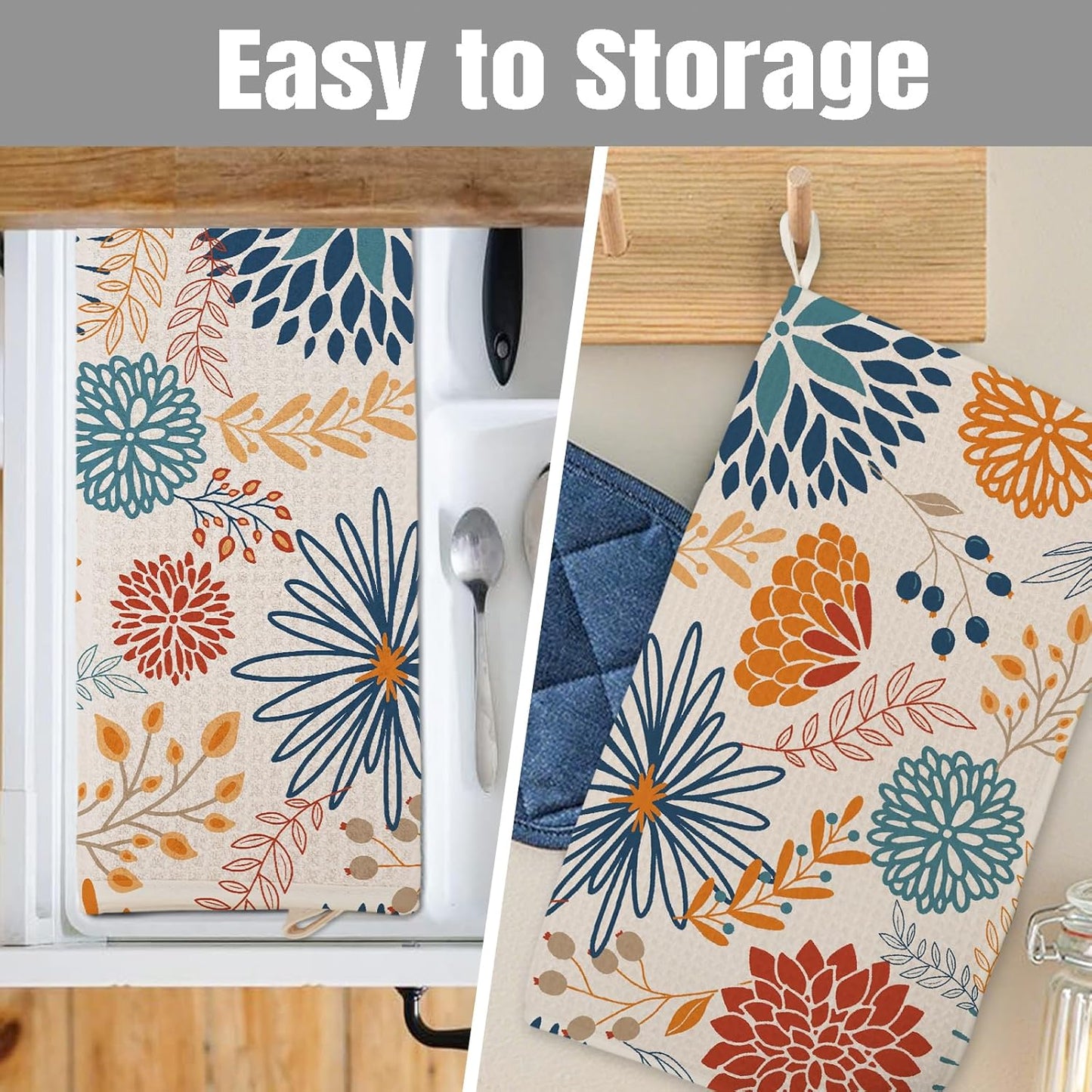 Dish Drying Mat for Kitchen Counter Large 16" x 18" Modern Flower Absorbent Microfiber Dishes Drainer Rack Mats Pad Reusable Washable