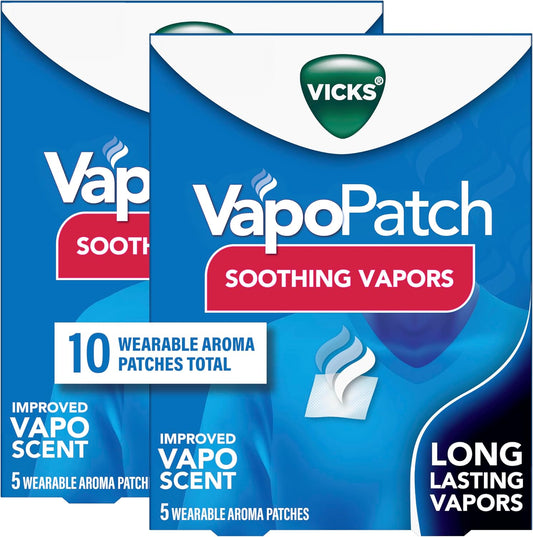 Vicks VapoPatch, Wearable Mess-Free Aroma Patch, Soothing & Comforting Non-Medicated Vicks Vapors, For Adults & Children Ages 6+, 5ct (2 pack)