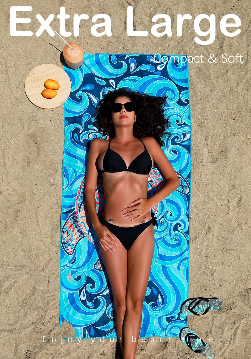 4 Pack Microfiber Lightweight Beach Towel Sand Free Quick Dry Absorbent Thin Compact Towels for Swimming Pool Camping Beach Accessories Large Easy Pack Travel Things for Vacation Essentials Gift