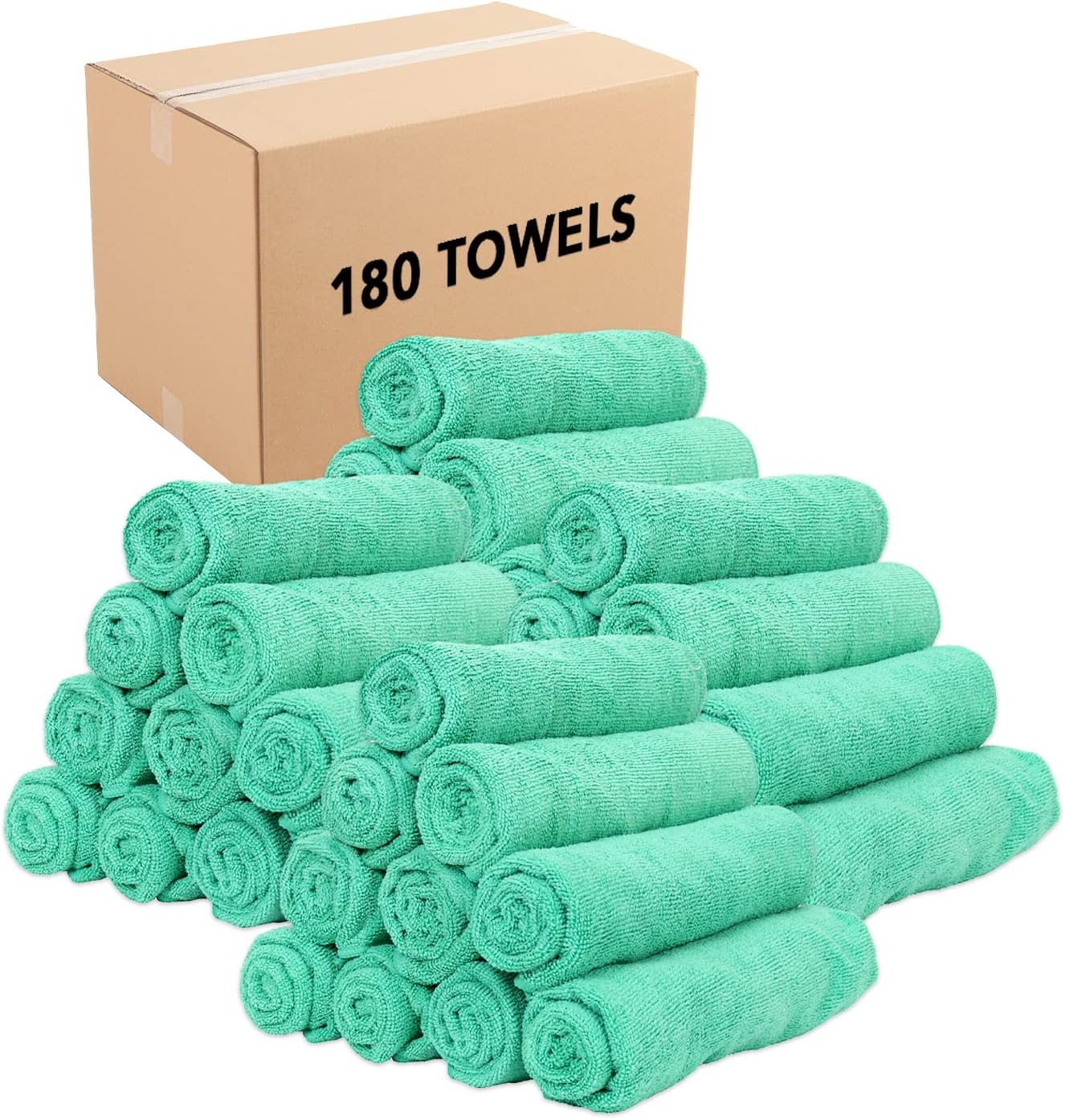 Arkwright Microfiber Gym Towel - Bulk Case of 180 - Super Soft, Quick Dry Workout Sweat Towels, 300 GSM Lightweight & Absorbent for Sports, Working Out, Yoga, and Spa, 16 x 27 in, Green
