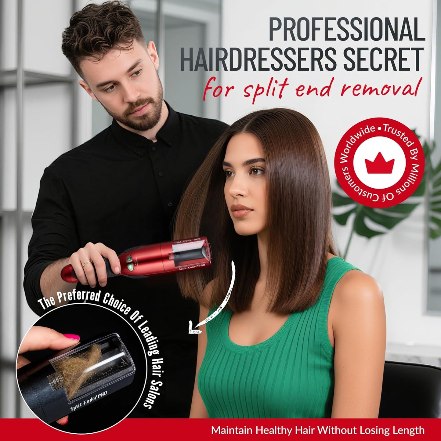 Split-Ender PRO - Professional Hair Trimmer with Charging Station, Automatic Split End Remover for Frizzy, Dry, Damaged, Colored, Broken, Curly, Straight or Bleached Hair Types, Hair Styling Tool