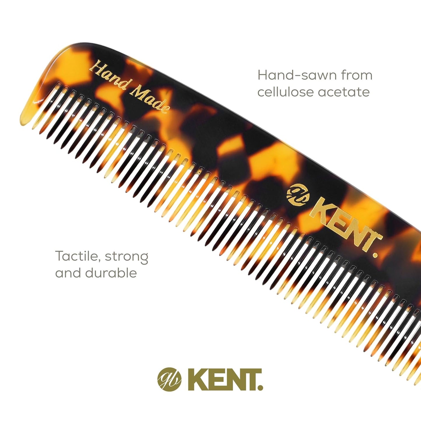 Kent 7T TY Handmade All Fine Tooth Pocket Comb for Men, Hair Comb Straightener for Everyday Grooming Styling Hair, Mustache and Beard, Use Dry or with Balms, Saw Cut and Hand Polished, Made in England