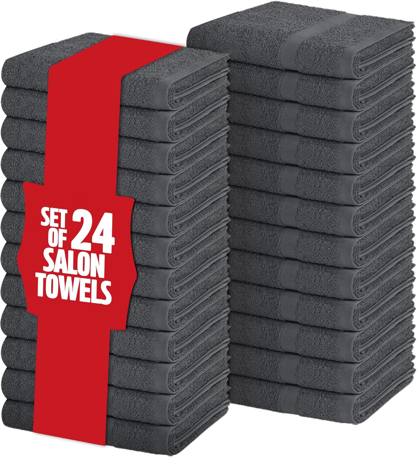 Pearl Linens Pack of 24 100% Cotton Hand Towels, Salon Towels for Spa, Gym and Bathroom Use, Hair Towels in Bulk, Soft, Absorbent, Quick Dry & Machine Washable, 16x27 inches, Grey