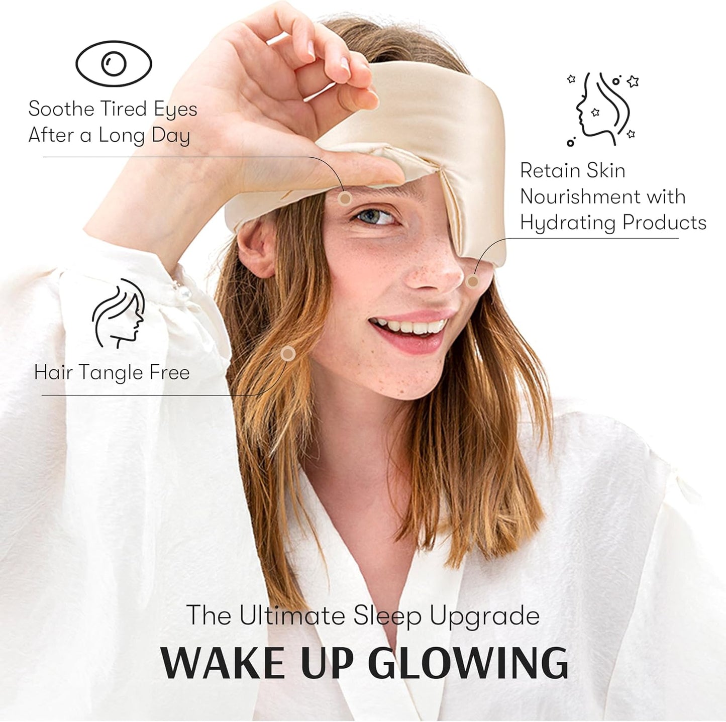 Silk Sleep Mask for Women and Men, Side Sleeper, 22 Momme Pure Mulberry Silk Total Blackout 100% Mulberry Eye Mask with Adjustable Headband Full Size, Eye Masks for Sleeping and Travel