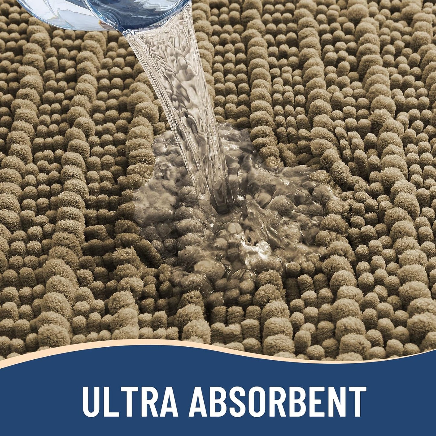 Arotive Luxury Chenille Bathroom Rug Mat, Extra Soft Thick Absorbent Shaggy Bath Rugs, Non-Slip Machine Wash Dry, Plush Bath Mats for Bathroom, Shower and Tub, 30x20, Camel