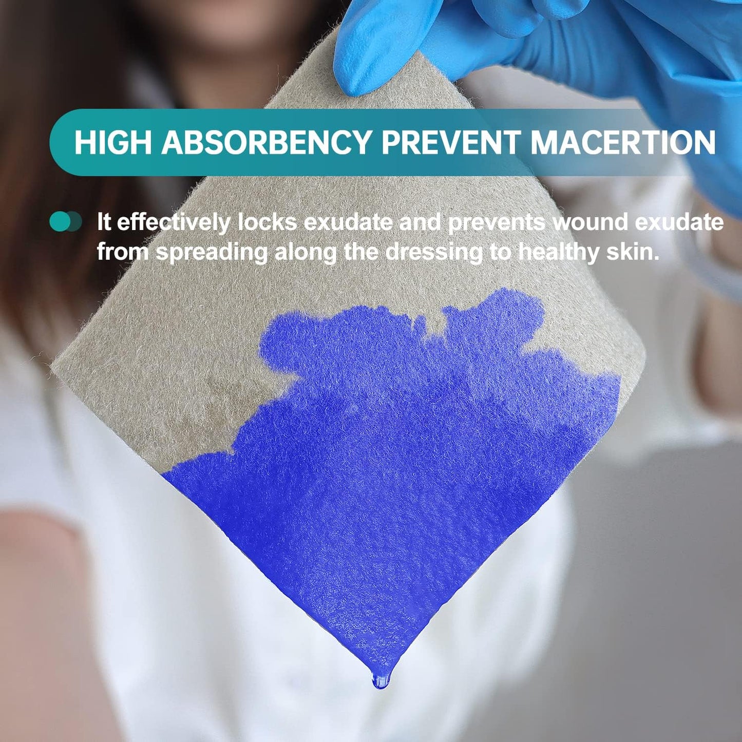 Dimora Upgrade 10 Packs Silver Antibacterial Alginate Wound Dressing Pads，Non-Stick Sterile Gauze，Highly Absorbent & Comfortable，4'' x 4'' Patches