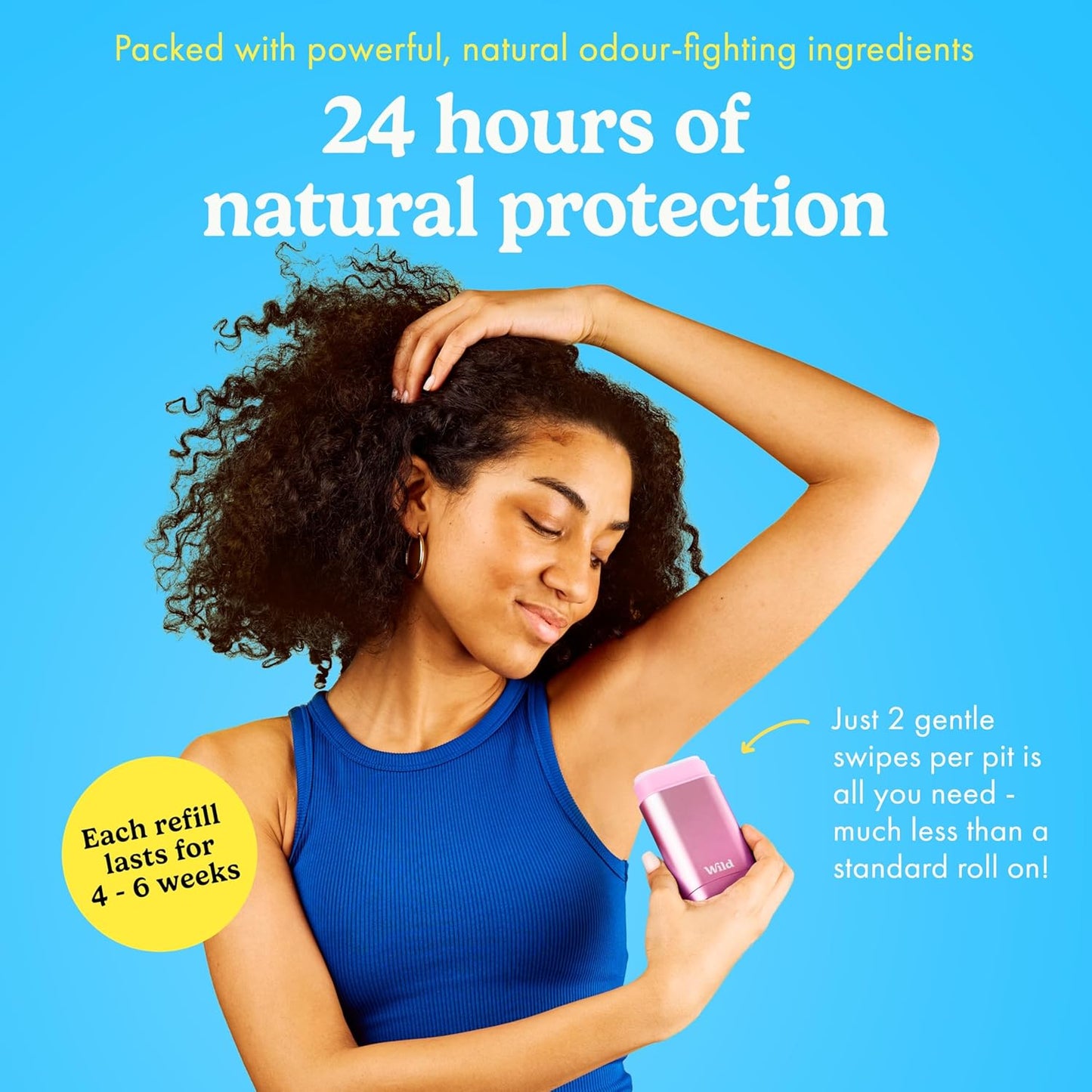 Wild - Refillable Deodorant Starter Kit with Pink Case and Fresh Cotton & Sea Salt Scented Refill 1.4oz - Aluminum Free - Long Lasting Protection - Vegan