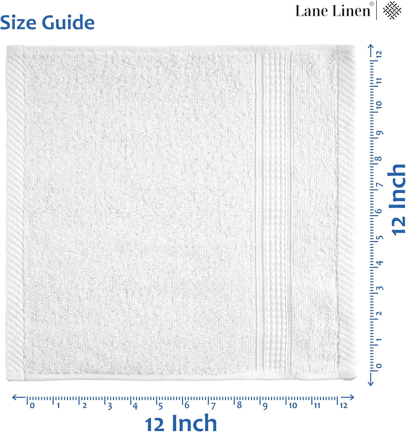 LANE LINEN 100% Cotton Washcloths 24 Pack - Spa & Salon Quality Face Towels - Ring Spun, Soft & Absorbent Wash Cloth Rags for Body, Beauty, Home, Gym - Fingertip Towels - 13"x13", White Washcloths