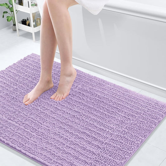 Arotive Luxury Chenille Bathroom Rug Mat, Extra Soft Thick Absorbent Shaggy Bath Rugs, Non-Slip Machine Wash Dry, Plush Bath Mats for Bathroom, Shower and Tub, 47x32, Light Purple
