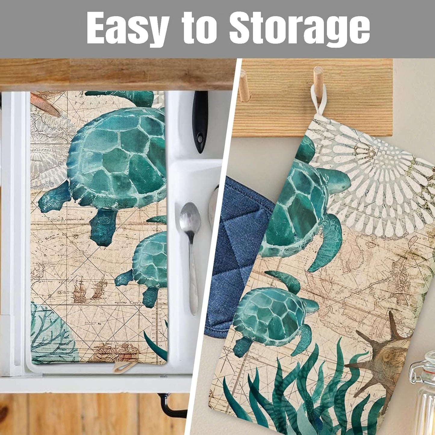 Dish Drying Mat for Kitchen Counter Large 18" x 24" Seaturtle Absorbent Microfiber Dishes Drainer Rack Mats Pad Reusable Washable