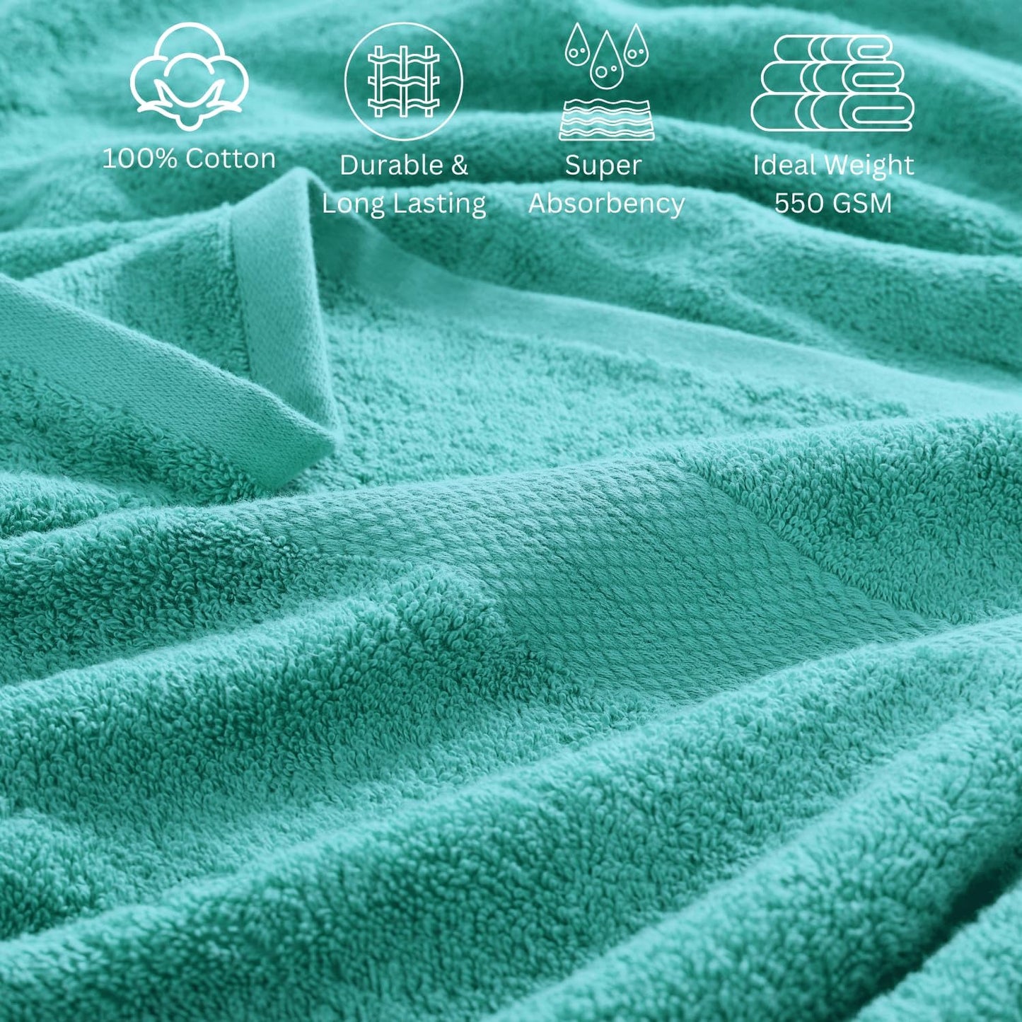 LANE LINEN 100% Mercerized Cotton Bathroom Towel Set - 24 Pcs - Quick Dry, Ring Spun, Soft & Absorbent - 2 Bath Sheets, 4 Fingertip, 4 Bath, 6 Hand Towels, 8 Washcloths - Sustainably Produced - Teal