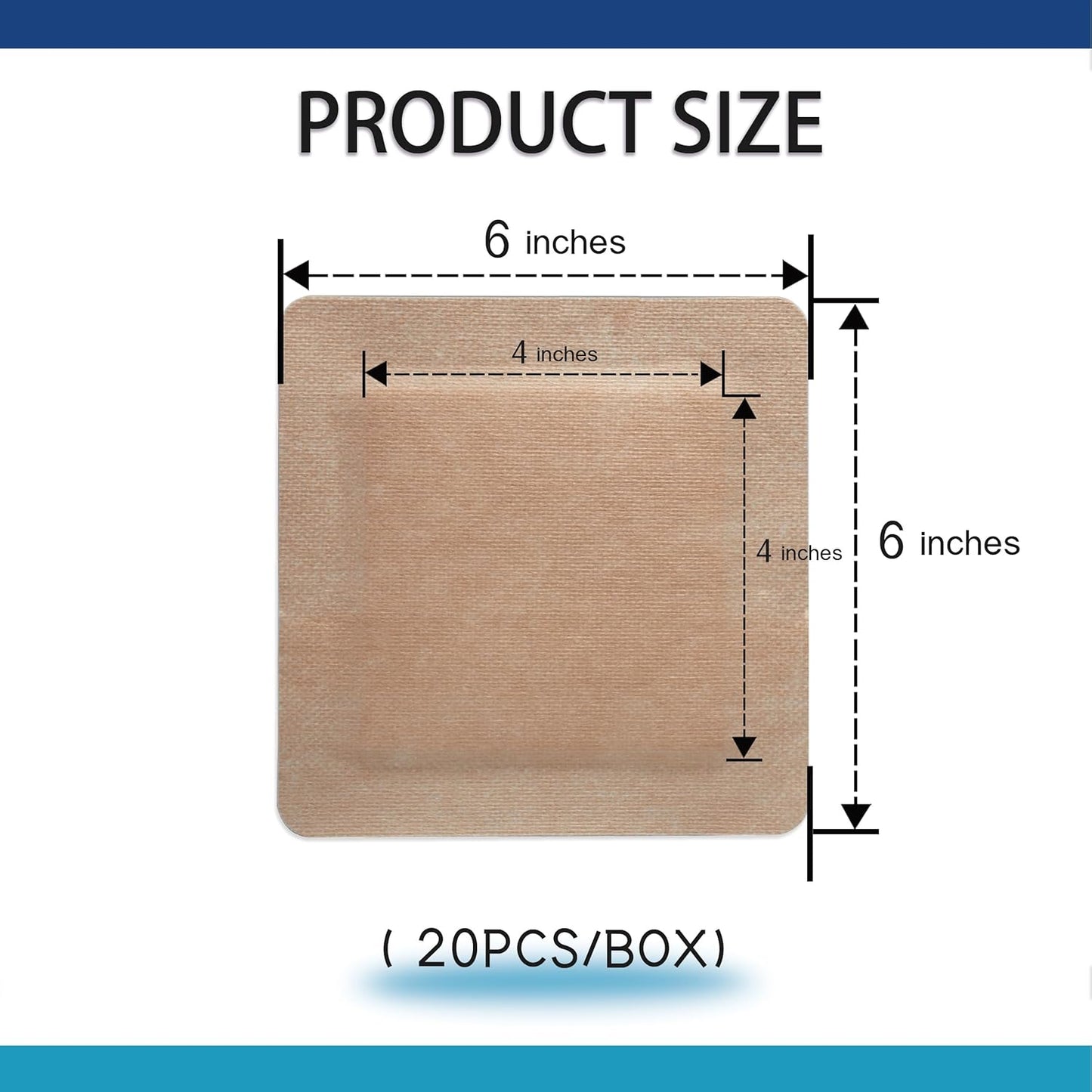 6"X6" 20 PCS Extra Large Sterile Nude Island Dressing Bandage for Wound - Self-Adhesive Boarded Gauze Pads - Latex Free - Medical Grade (Nude, 6"X6"-20PCS)