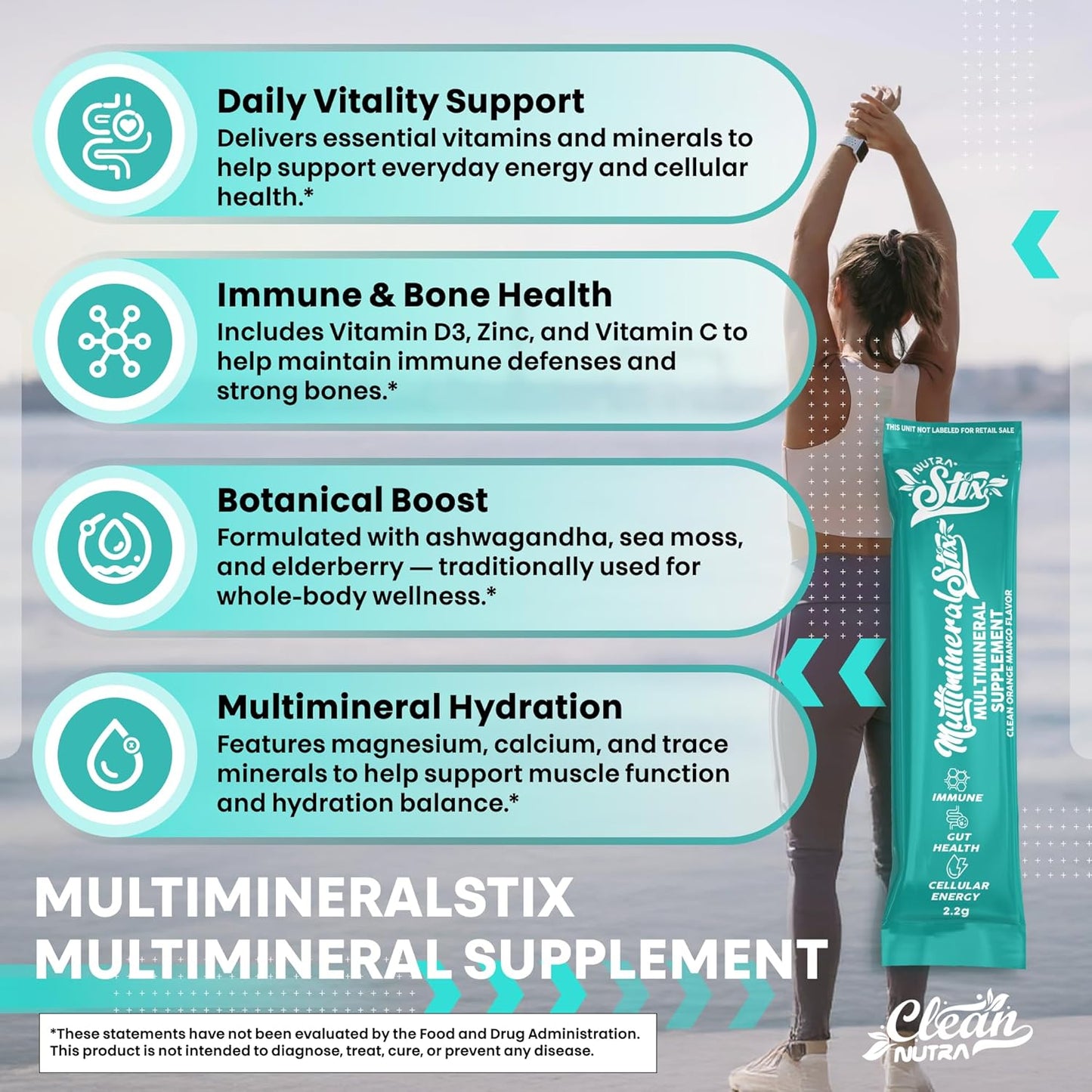 Sea Moss Powder Elderberry Ashwagandha Chlorella Manuka Honey VitaminD3 Vitamin C Zinc Spirulina Iodine Greens Detox Immune Support Sugar Free Hydration Powder Drink Mix – 20 Sticks