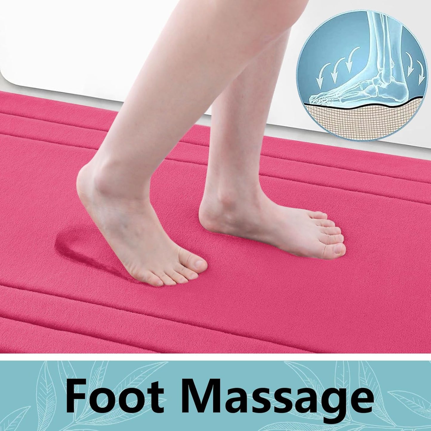 Arotive Memory Foam Bathroom Rug Mat 30x20, Ultra Soft and Absorbent Bath Mat, Machine Wash Dry, Comfortable Bath Rug Carpet for Bathroom Floor, Tub and Shower, Deep Pink