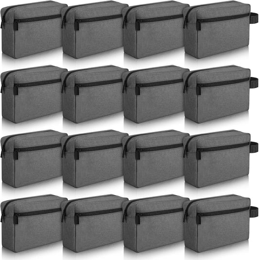 Paterr 16 Pcs Travel Toiletry Bag for Women Men Large Water Resistant Shaving Bag Hanging Cosmetic Bag with Handle and Divider Storage Travel Pouch Case (Dark Gray)