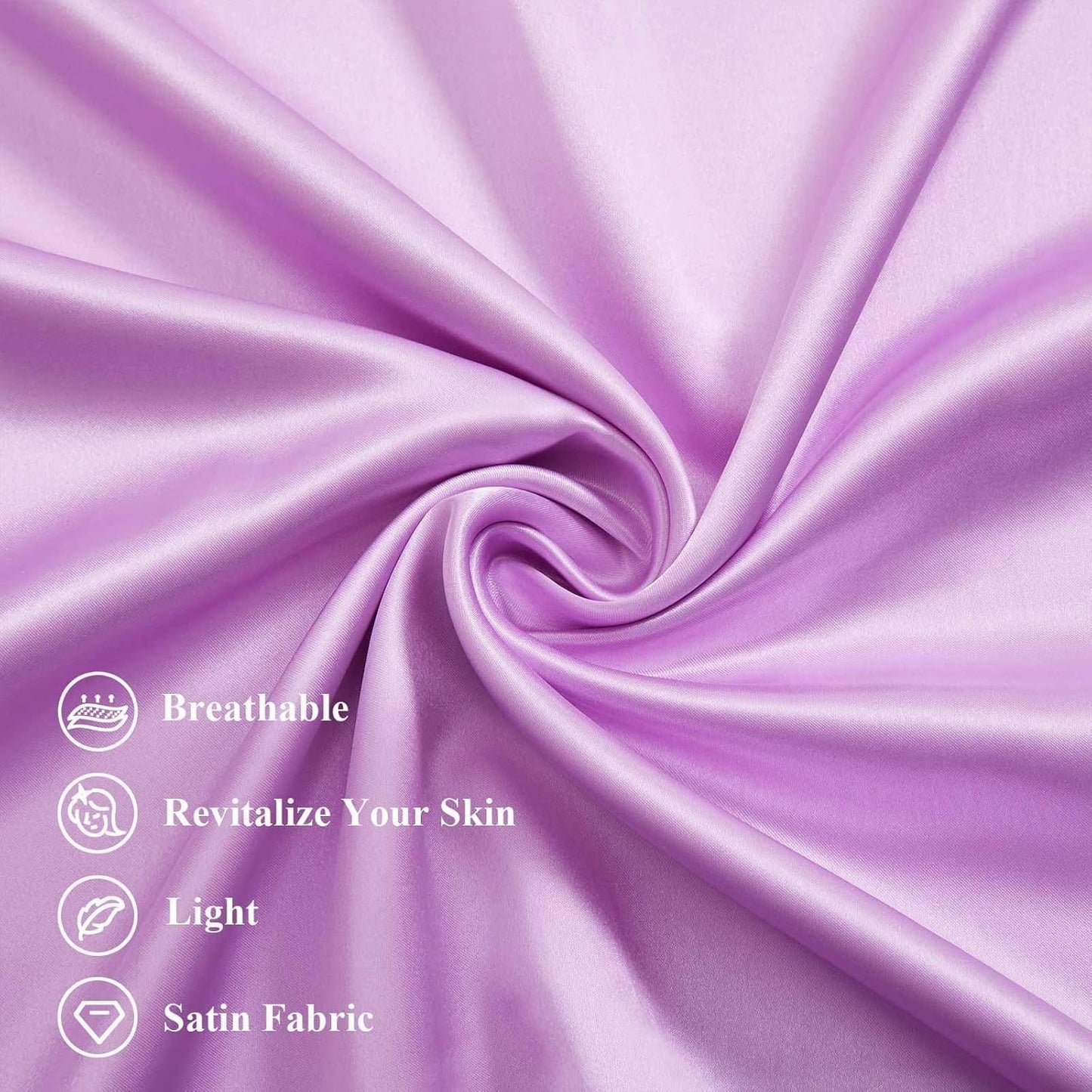 Juwenin Bedding,Luxury Satin Pillowcase with Zipper (Silky Satin Pillow Case for Hair) Set of 2 (Lavender, King(20''x36'))