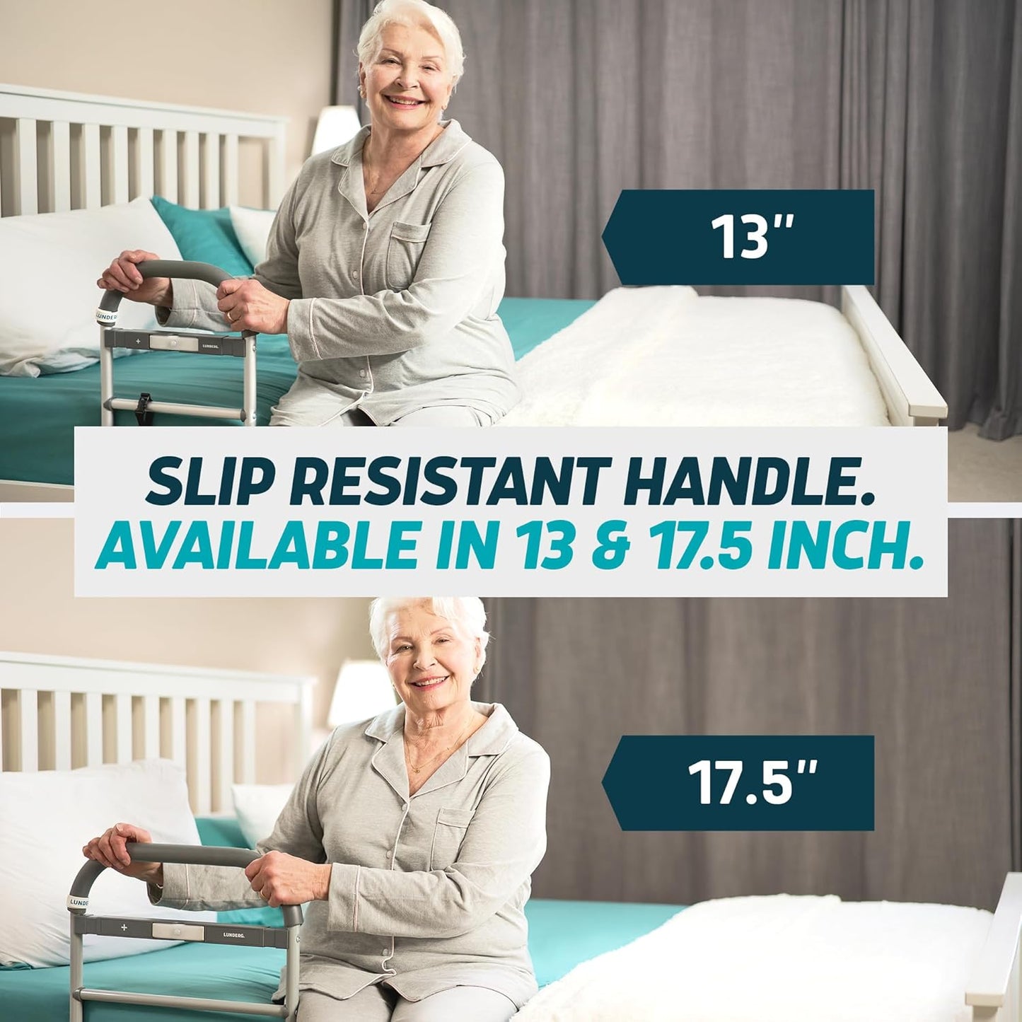 Lunderg Large Bed Assist Rail for Seniors with Motion-Activated Light & Non-Slip Bar - Easy to Install Bed Rails for Elderly Adults Safety & Post-Surgery - Helps Reduce Falls & Support Independence