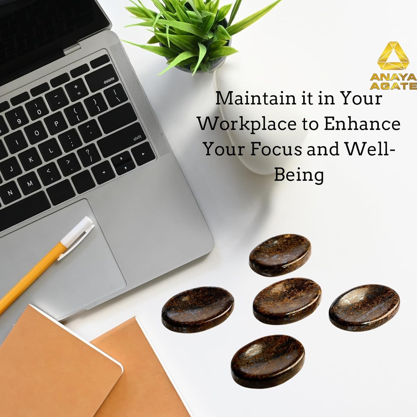 Bronzite Worry Stones – Crystal Thumb Worry Stone for Anguish, Stress – Relaxing & Soothing Balance Stones for Meditation, Relief – Healing Stones & Crystals for Men, Women