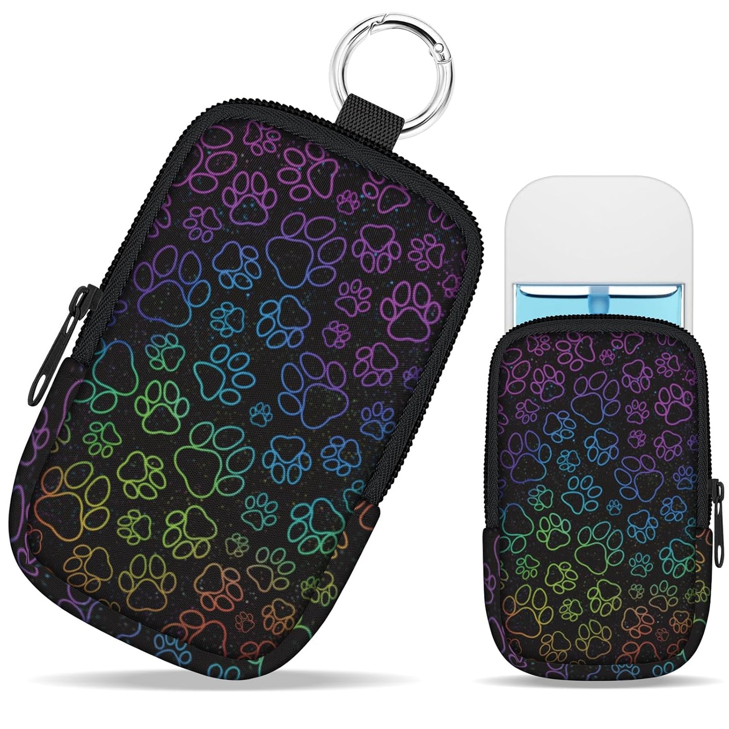 Dog Paws Hand Sanitizer Spray Case, Hand Sanitizer Holder Zippered Pouch, Cute Fashion Accessory with Snap Hook for Glow Mist and Power Mist 1FL OZ