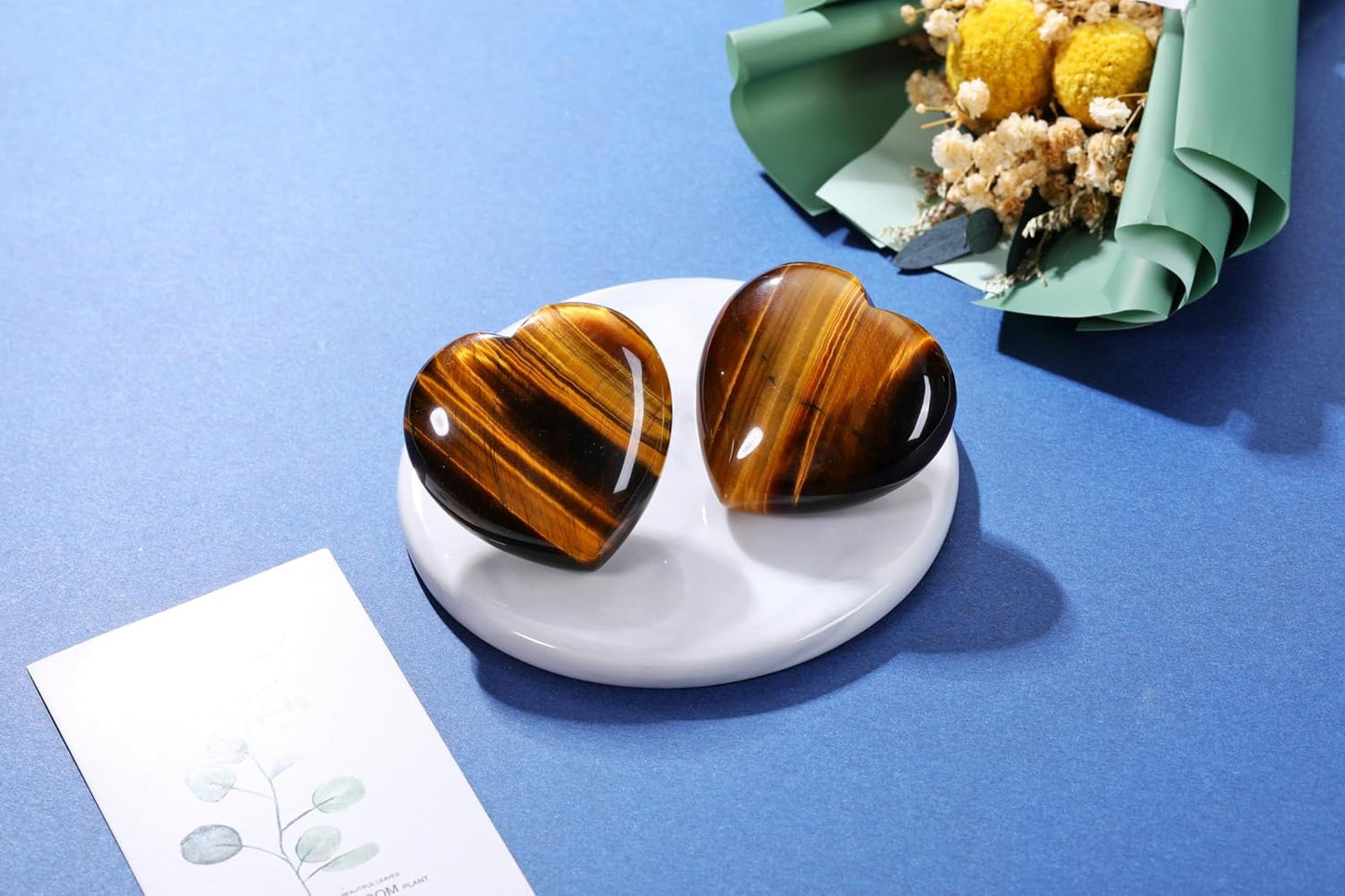 Jovivi 45mm Big Tiger Eye Crystal Heart Healing Crystals Heart Stones Polished Pocket Love Gemstones Chakra Reiki Energy Balancing Meditation Massage Gift