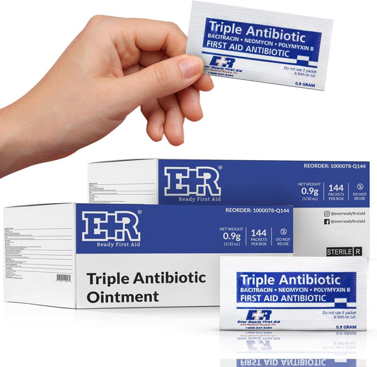 Triple Antibiotic Ointment .9g Packets – First Aid Cream with Neomycin, Bacitracin, Polymyxin B – Wound Care for Infection Protection – 2 Boxes of 144 – 288 Count
