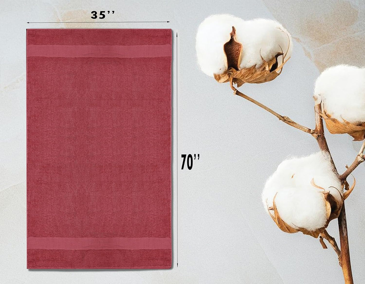 100% Cotton Luxury Bath Sheets - Pack of 2 (35" x 70") | Super Soft, Quick-Dry & Highly Absorbent Towels for Bathroom, Home, Spa & Gym (Burgundy)