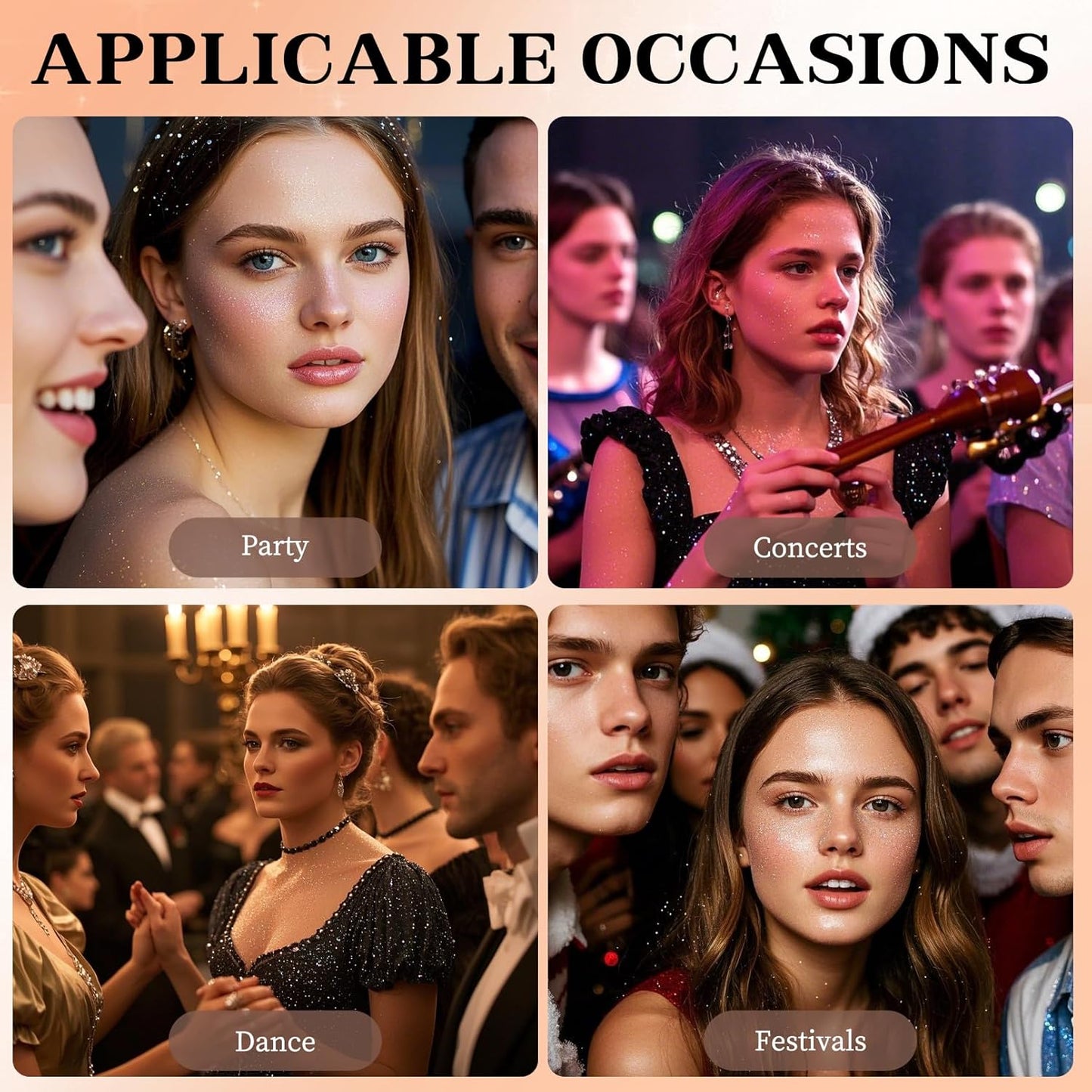 Glitter Spray for Hair and Body, Glitter Body Spray, Quick-Drying Waterproofing Body Shimmer Suitable for Festival Rave (Gold, 2.6 fl oz)