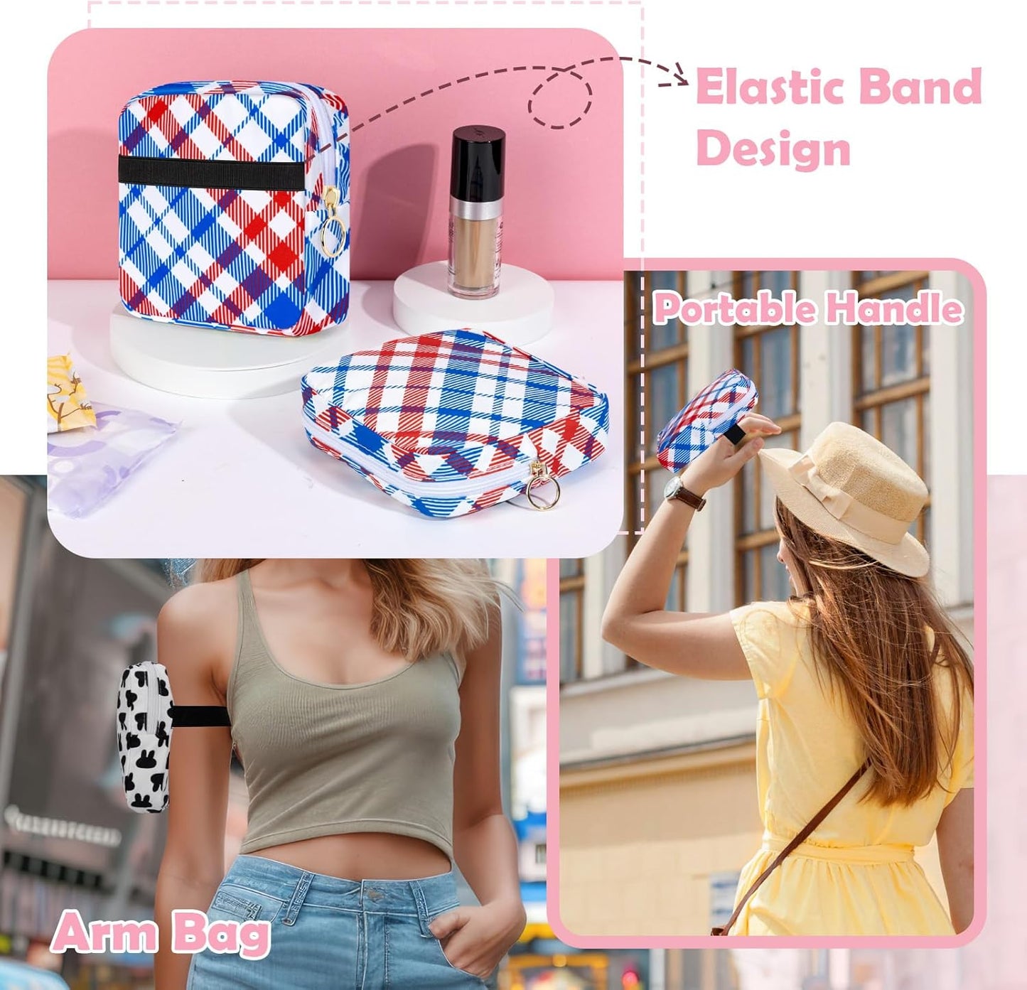 Desing Wish Period Bag Pouch Soft Cloth Sanitary Napkin Storage Bag Portable Menstrual Pad Pouches Tampon Holder for Purse First Period Kit for Girls 9-12 (Black Rabbit)