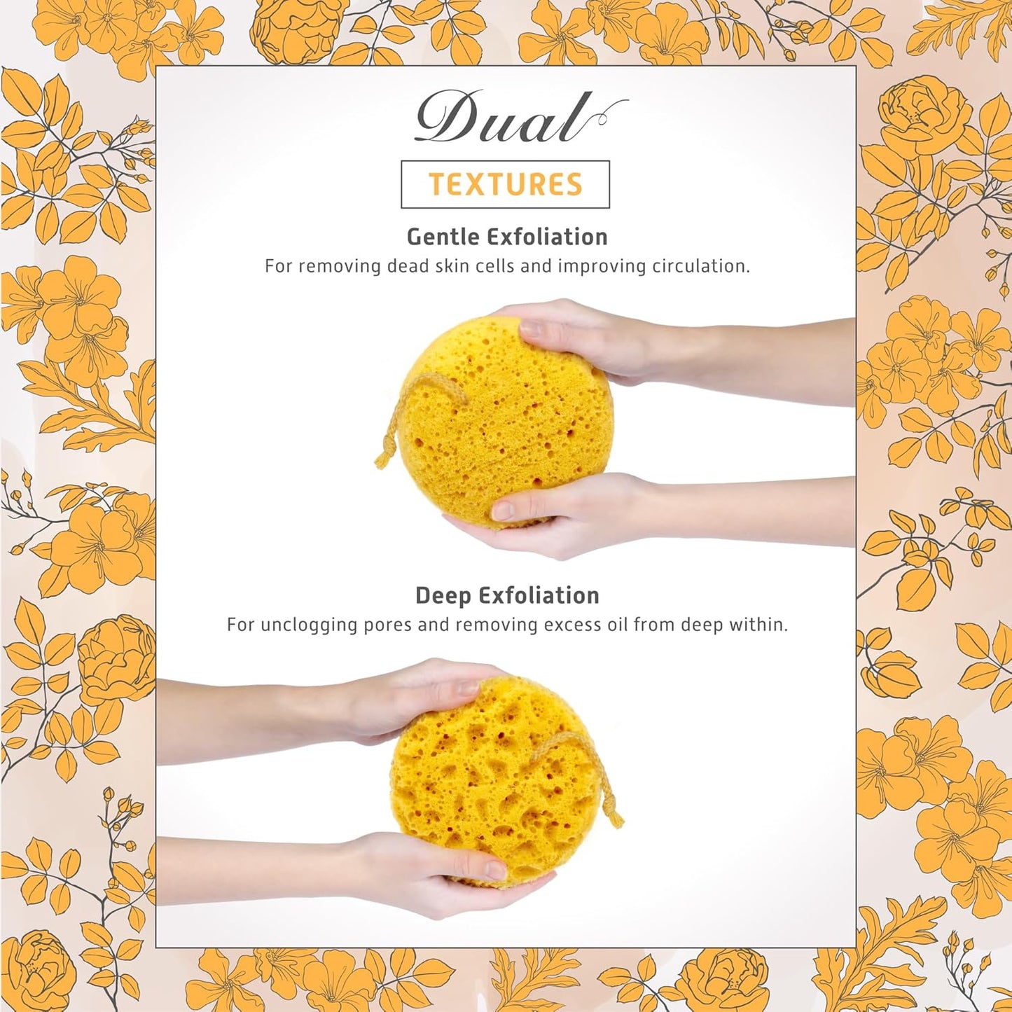 Spongentle Deep Cleansing Body Loofah Sponge, Natural Colors, for Bath and Shower, Multiple Textures for Gentle and Deep Exfoliation, Generous and Rich Lather, (Pack of 2)