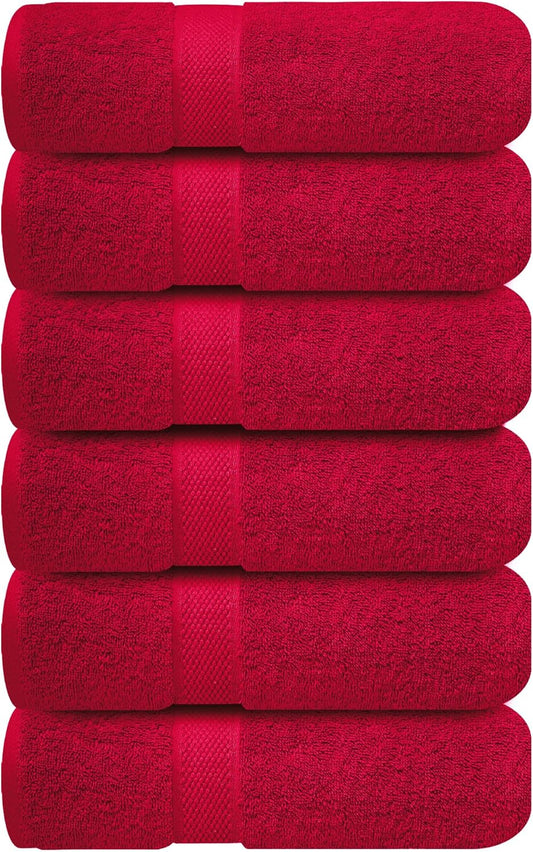 Infinitee Xclusives Burgundy Hand Towels for Bathroom - Set of 6 (16x28 inches) 600 GSM, 100% Cotton Ultra Soft, Quick Drying, Hotel Quality Hand Towel Set (Burgundy)