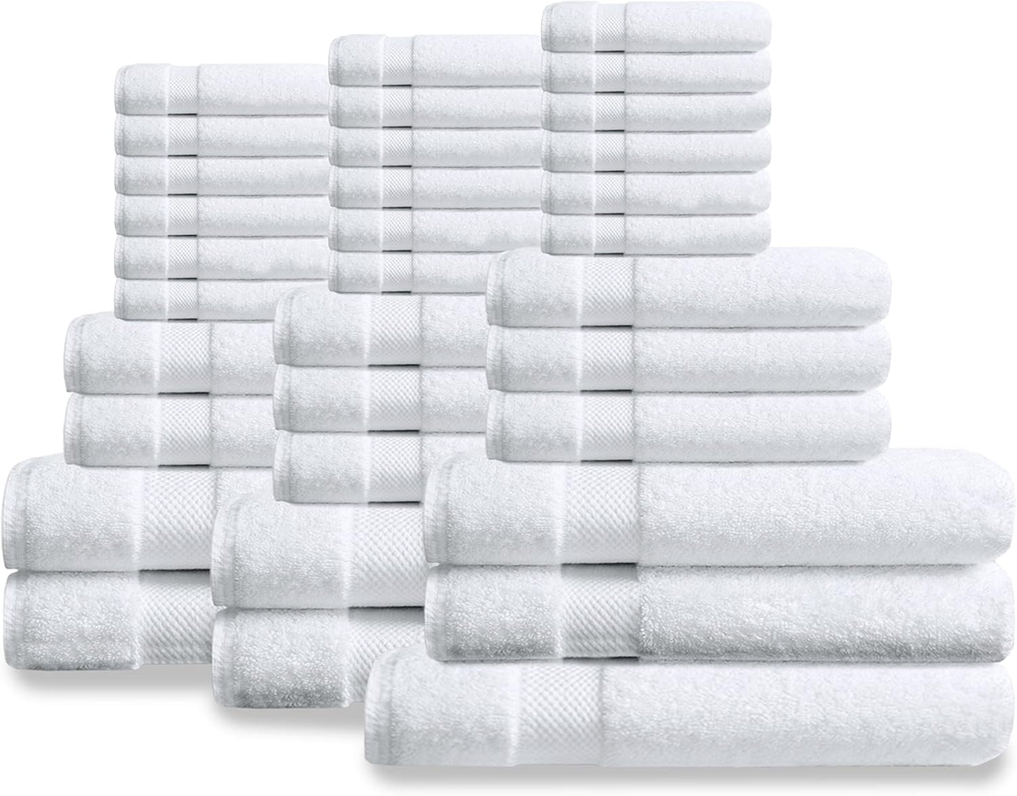 Delara Organic Cotton Luxuriously Plush Bath Towel 33 Piece Set|GOTS & Oeko-TEX Certified|Premium Hotel Quality Towels|Feather Touch Technology|650 GSM Long Staple|Soft, Quick Dry & Ultra-Absorbent