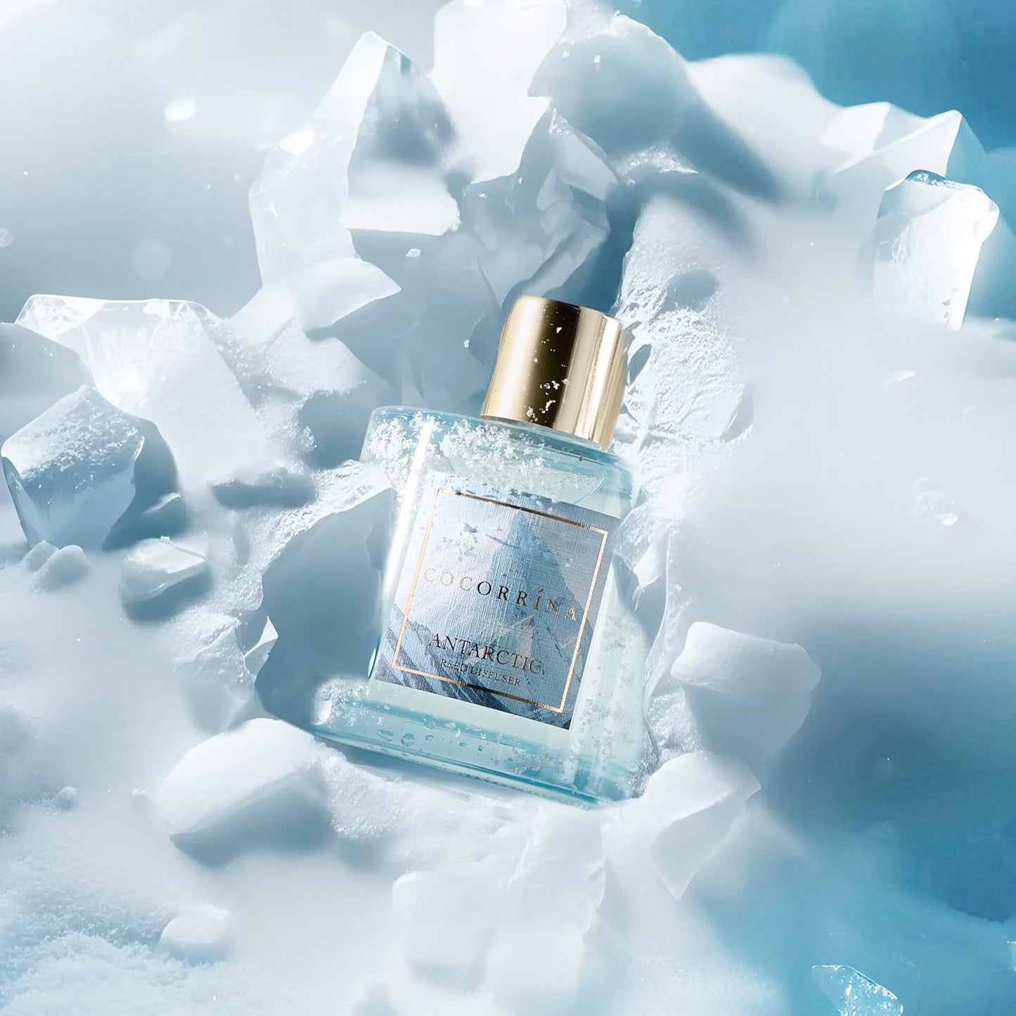 COCORRÍNA Reed Diffuser - Antarctic 6.7 Fl.oz Reed Diffuser Set with 8 Sticks & Preserved Baby's Breath, Reed Diffuser for Home Bathroom Shelf Decor