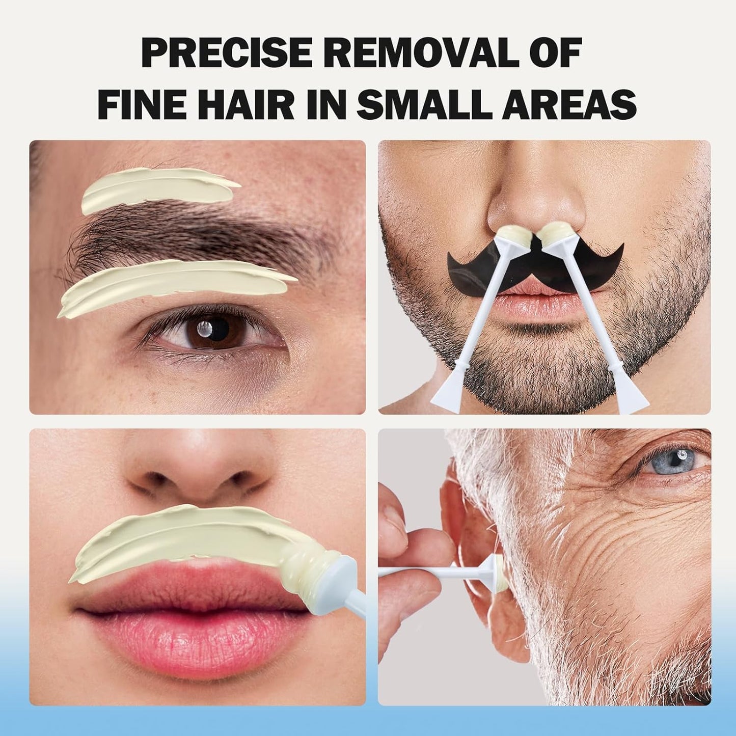 SUERBEATY Hard Wax Beads for Nose Ear Hair Removal, Nose and Ear Wax Kit for Men or Women, Refill Wax Beads for Eyebrow, Lip, Face, Creamy Scent, Painless, Portable, 100g