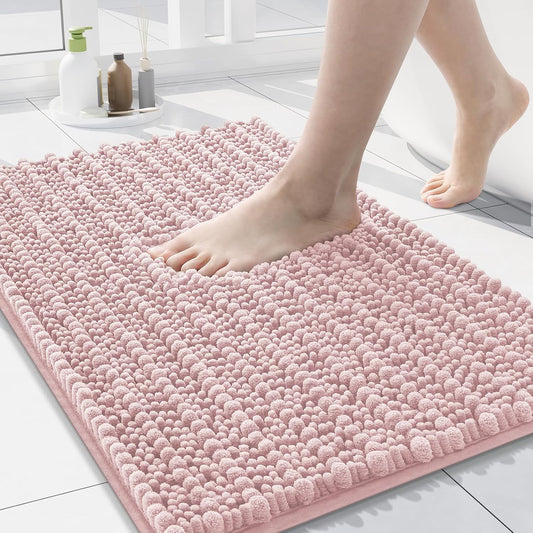 Arotive Luxury Chenille Bathroom Rug Mat, Extra Soft Thick Absorbent Shaggy Bath Rugs, Non-Slip Machine Wash Dry, Plush Bath Mats for Bathroom, Shower and Tub, 30x17, Dirty Pink