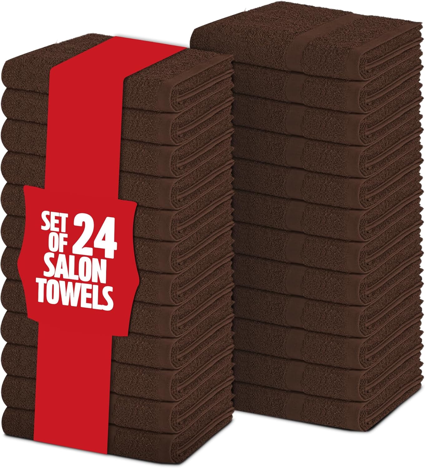 Pearl Linens Pack of 24 100% Cotton Hand Towels, Salon Towels for Spa, Gym and Bathroom Use, Hair Towels in Bulk, Soft, Absorbent, Quick Dry & Machine Washable, 16x27 inches, Brown