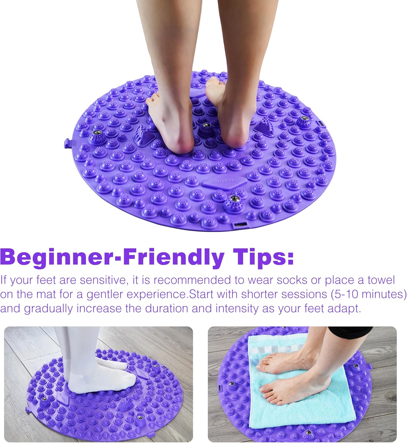 Multi-Purpose Foot Massage Mat with Reflexology Nodes & Magnetic Therapy, Relieve Stress, Improve Circulation, and Enhance Relaxation (Blue)