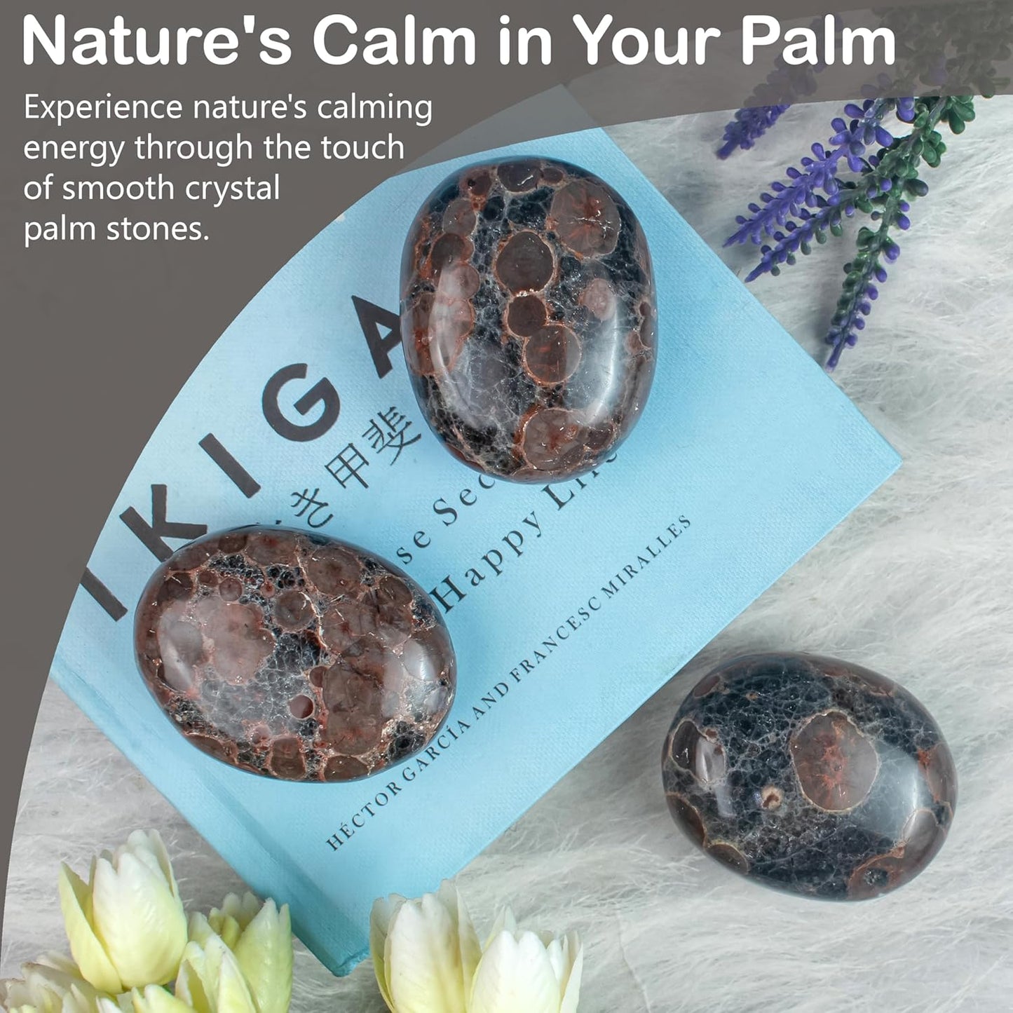 Crocon 50mm Peanut jasper Large Palm Stone 900+ Carats Pocket Worry Stones for Natural Chakra Balancing Reiki Healing Stones and Crystal Healing Spa Energy Crystals gifts for women